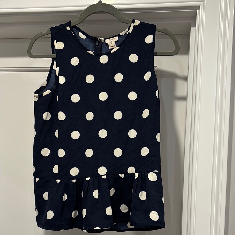 Jcrew size 0 Navy Polka Dot Sleeveless Top